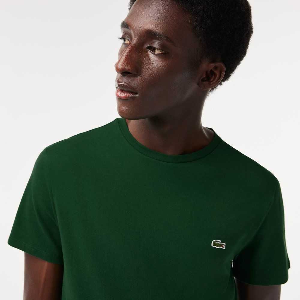 Green Lacoste Crew Neck Pima Cotton Jersey T-Shirt | WGAYRD-510