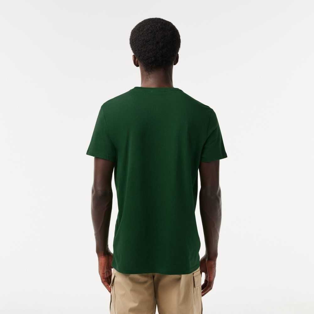 Green Lacoste Crew Neck Pima Cotton Jersey T-Shirt | WGAYRD-510