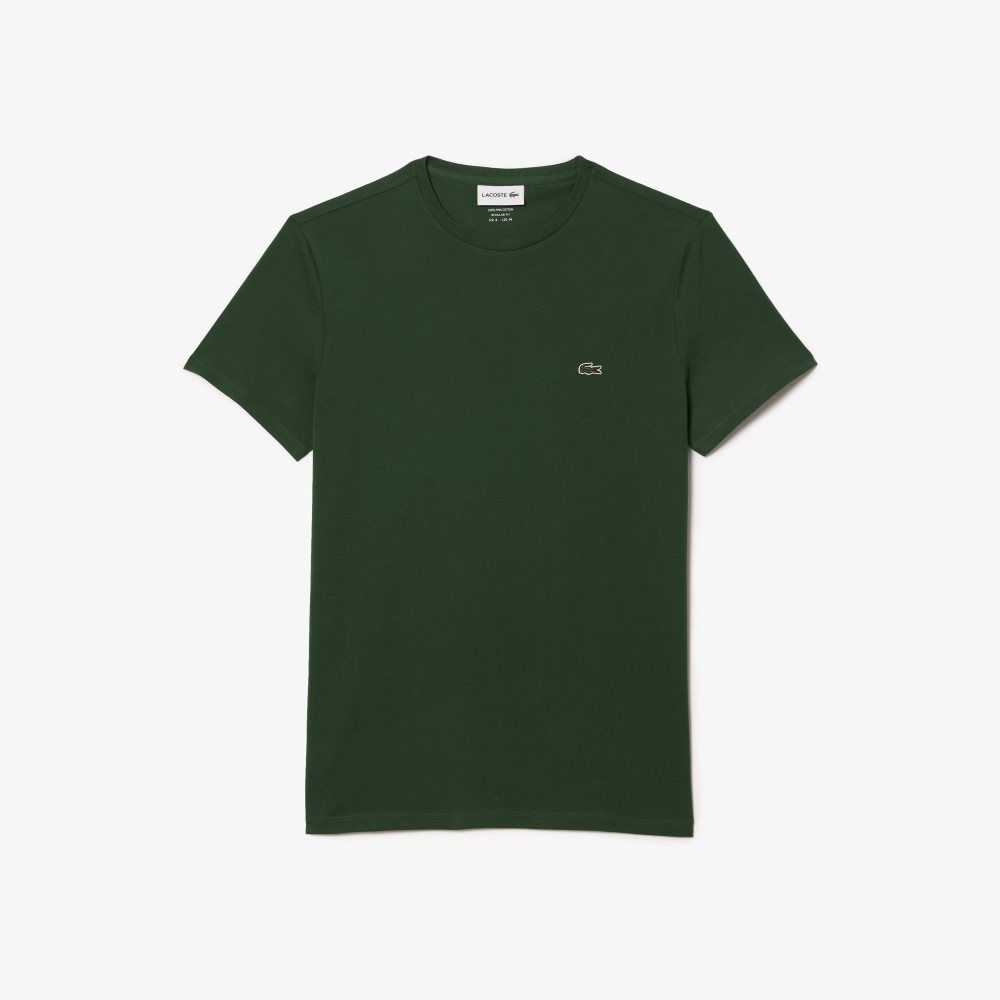 Green Lacoste Crew Neck Pima Cotton Jersey T-Shirt | WGAYRD-510