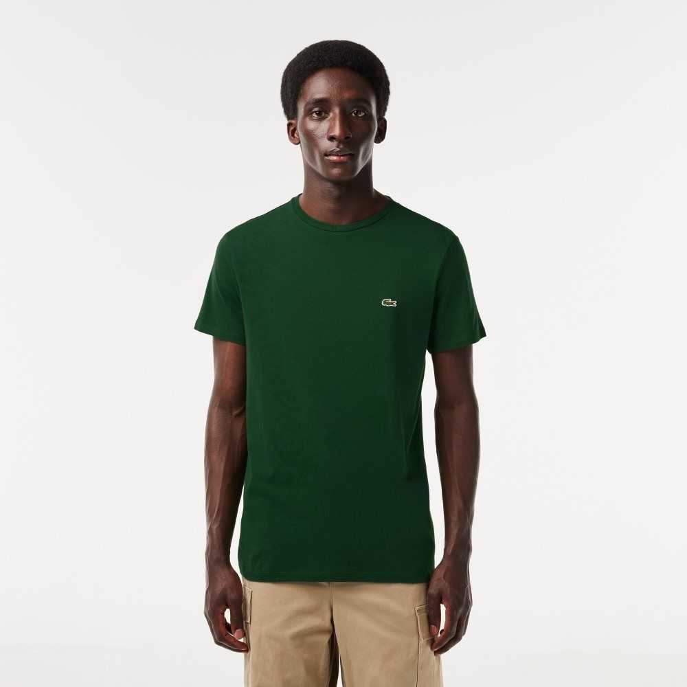 Green Lacoste Crew Neck Pima Cotton Jersey T-Shirt | WGAYRD-510