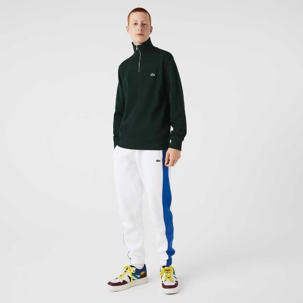 Green Lacoste Half Zip Cotton Sweatshirt | MVQRIW-897