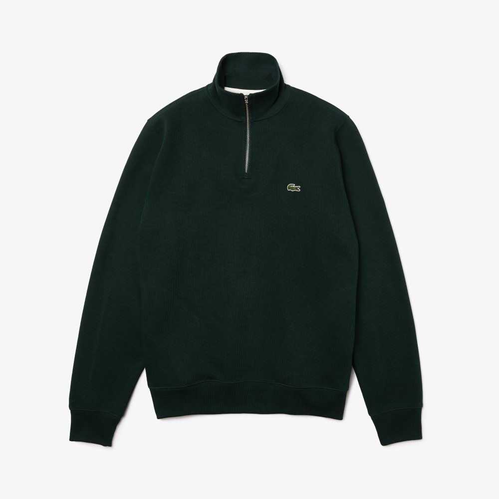 Green Lacoste Half Zip Cotton Sweatshirt | MVQRIW-897