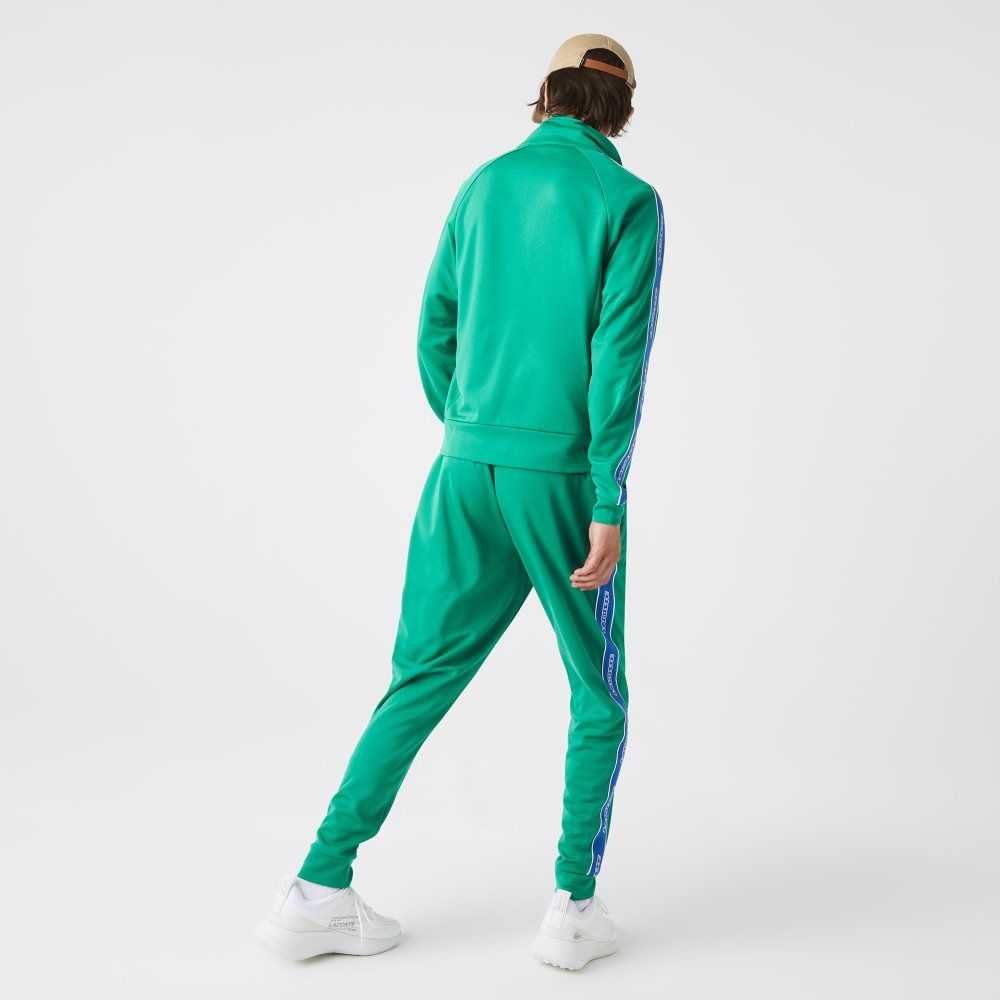 Green Lacoste Heritage Contrast Bands Trackpants | XBPGYA-804