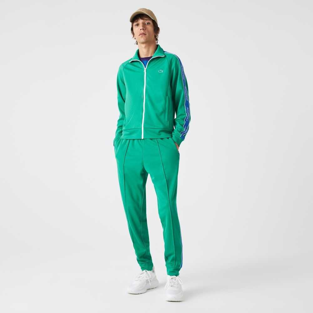 Green Lacoste Heritage Contrast Bands Trackpants | XBPGYA-804