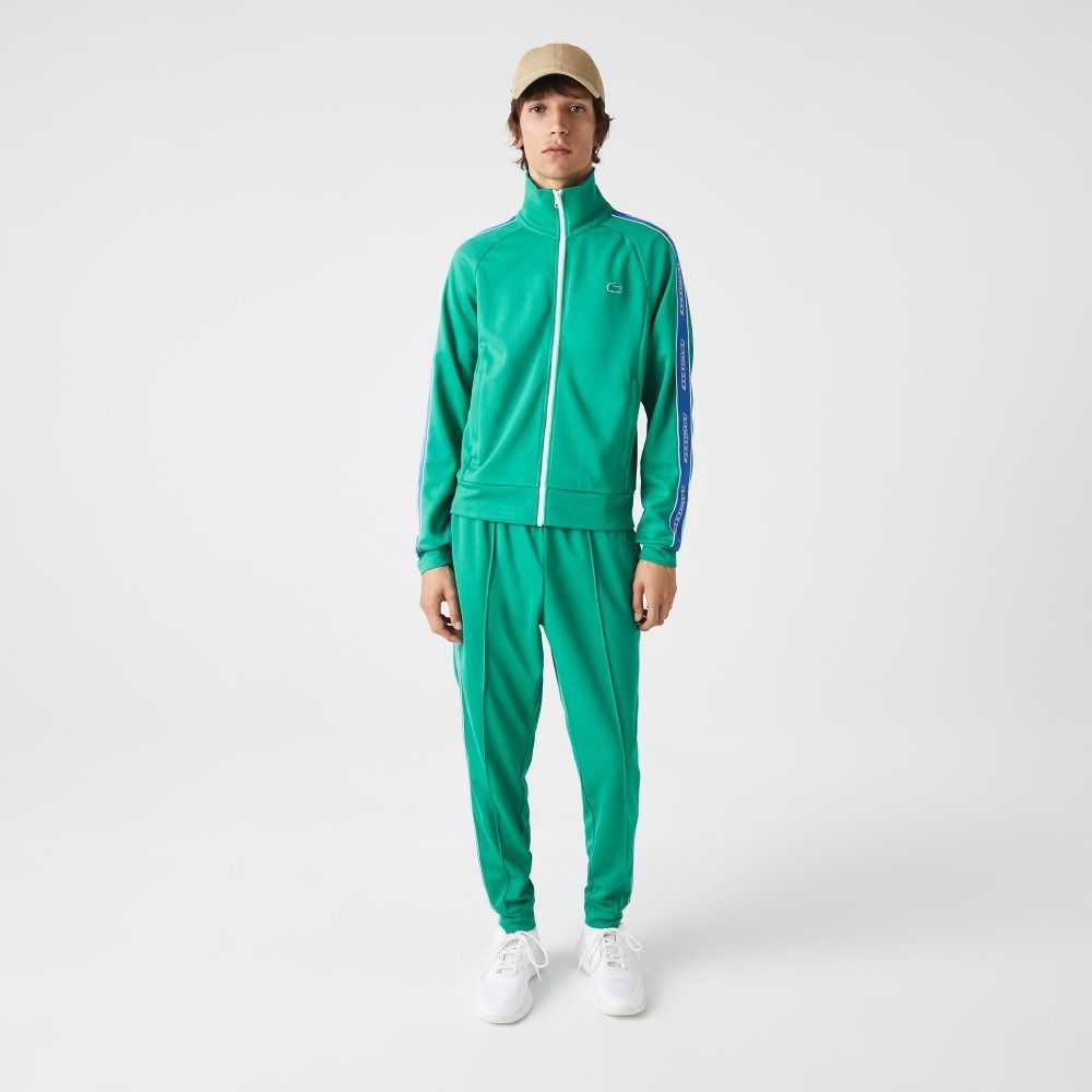 Green Lacoste Heritage High-Neck Zip Sweatshirt | JCHDUN-460