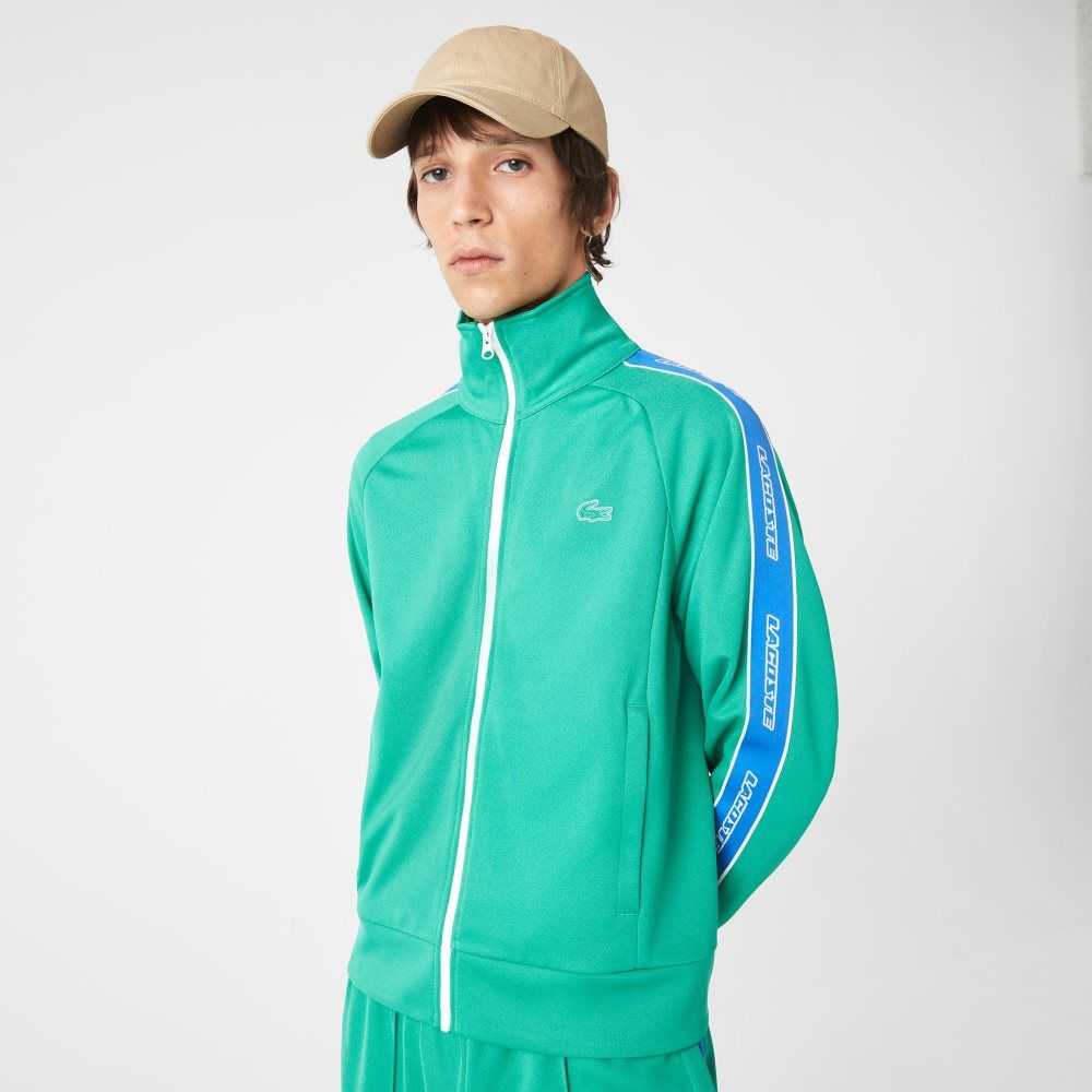 Green Lacoste Heritage High-Neck Zip Sweatshirt | JCHDUN-460