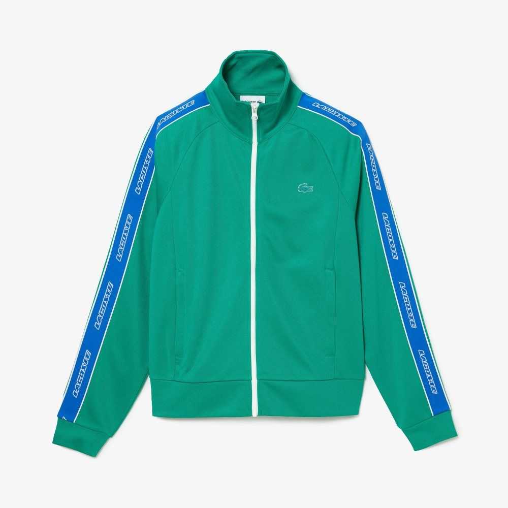 Green Lacoste Heritage High-Neck Zip Sweatshirt | JCHDUN-460