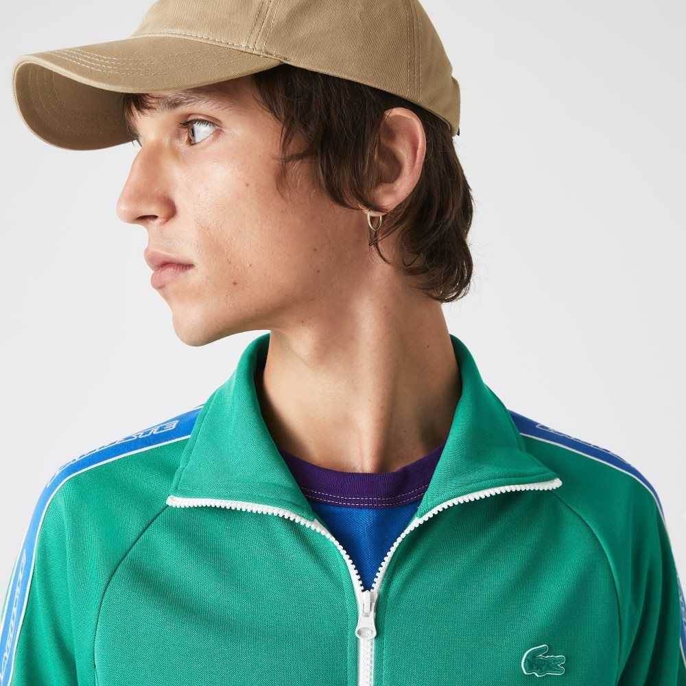 Green Lacoste Heritage High-Neck Zip Sweatshirt | JCHDUN-460