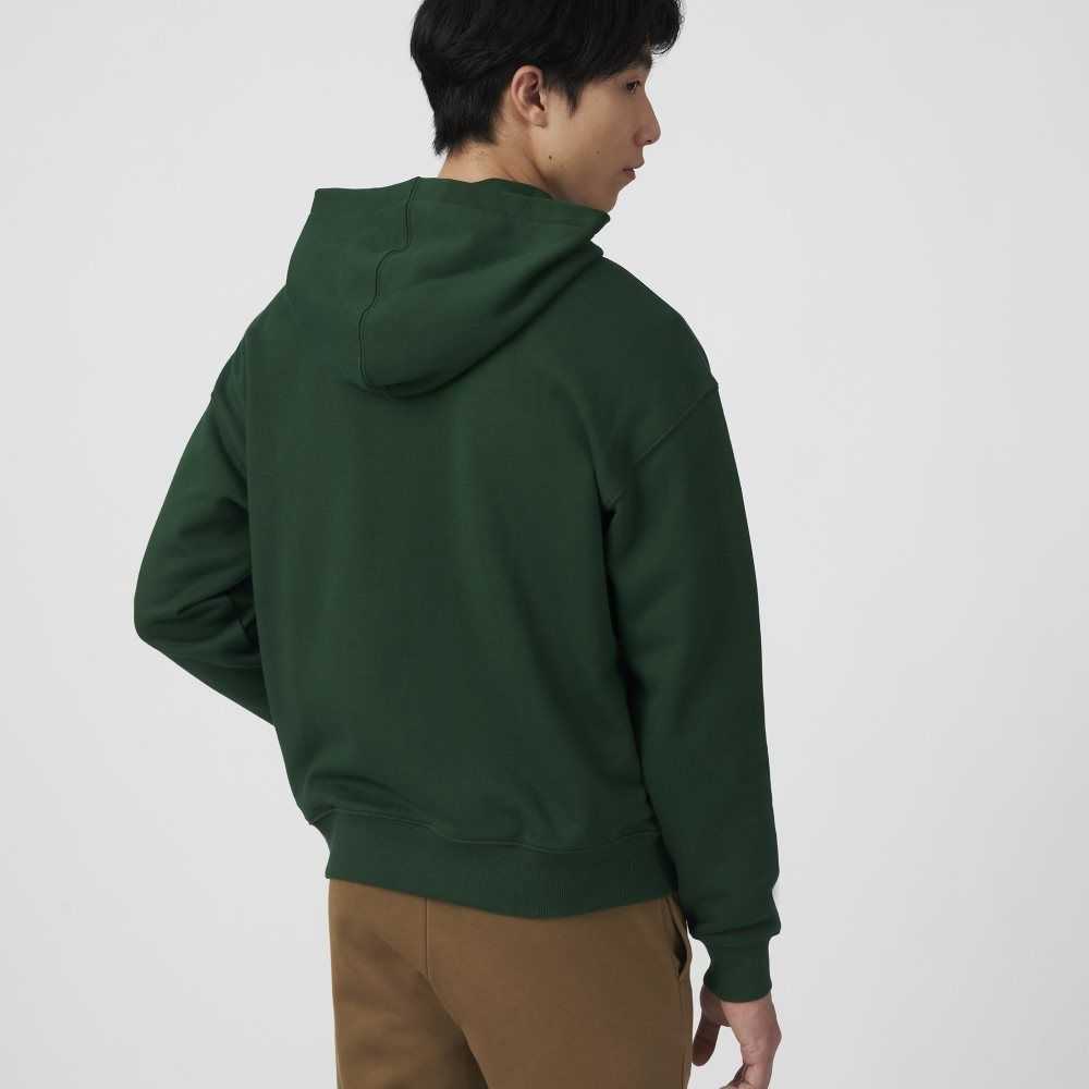 Green Lacoste Loose Fit Branded Monogram Hooded Sweatshirt | EZVWRX-785