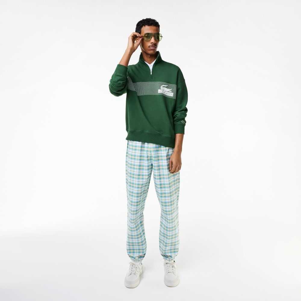 Green Lacoste Loose Fit Organic Cotton Half Zip Sweatshirt | VSHRKP-271