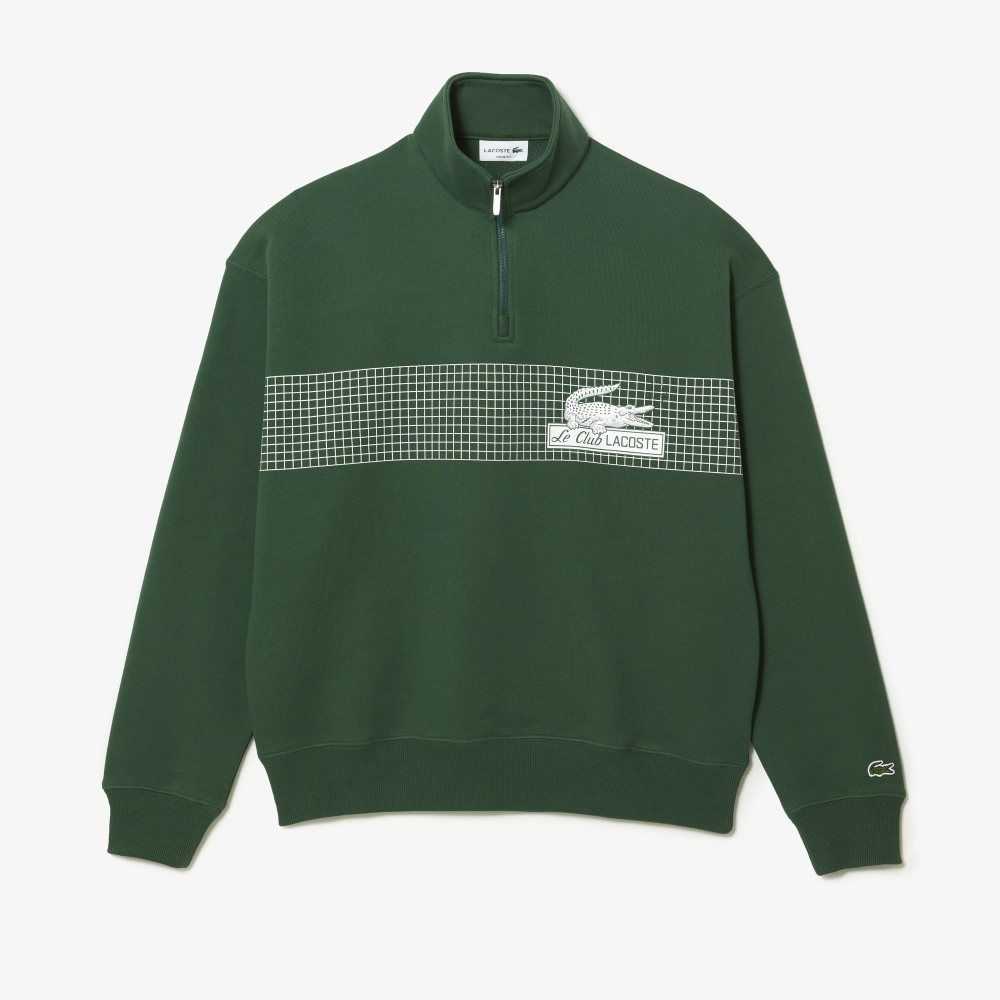 Green Lacoste Loose Fit Organic Cotton Half Zip Sweatshirt | VSHRKP-271