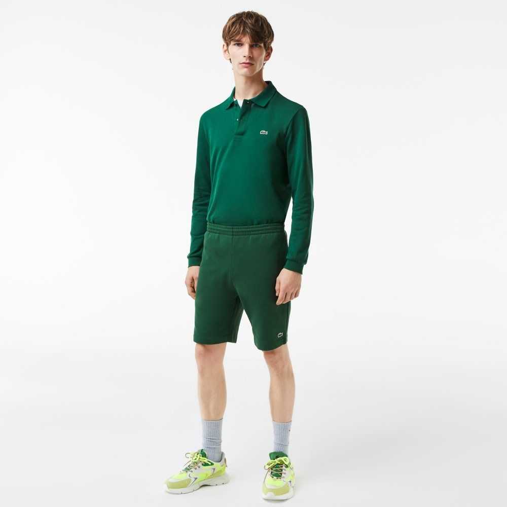 Green Lacoste Organic Brushed Cotton Fleece Shorts | SFTVXC-392