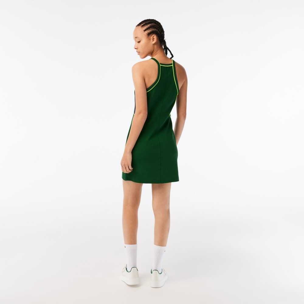 Green Lacoste Organic Cotton French Made Tennis Dress | LJSROH-821