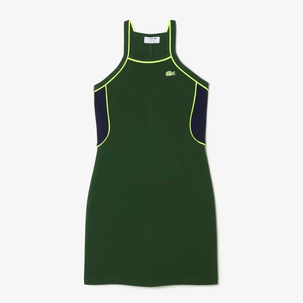 Green Lacoste Organic Cotton French Made Tennis Dress | LJSROH-821