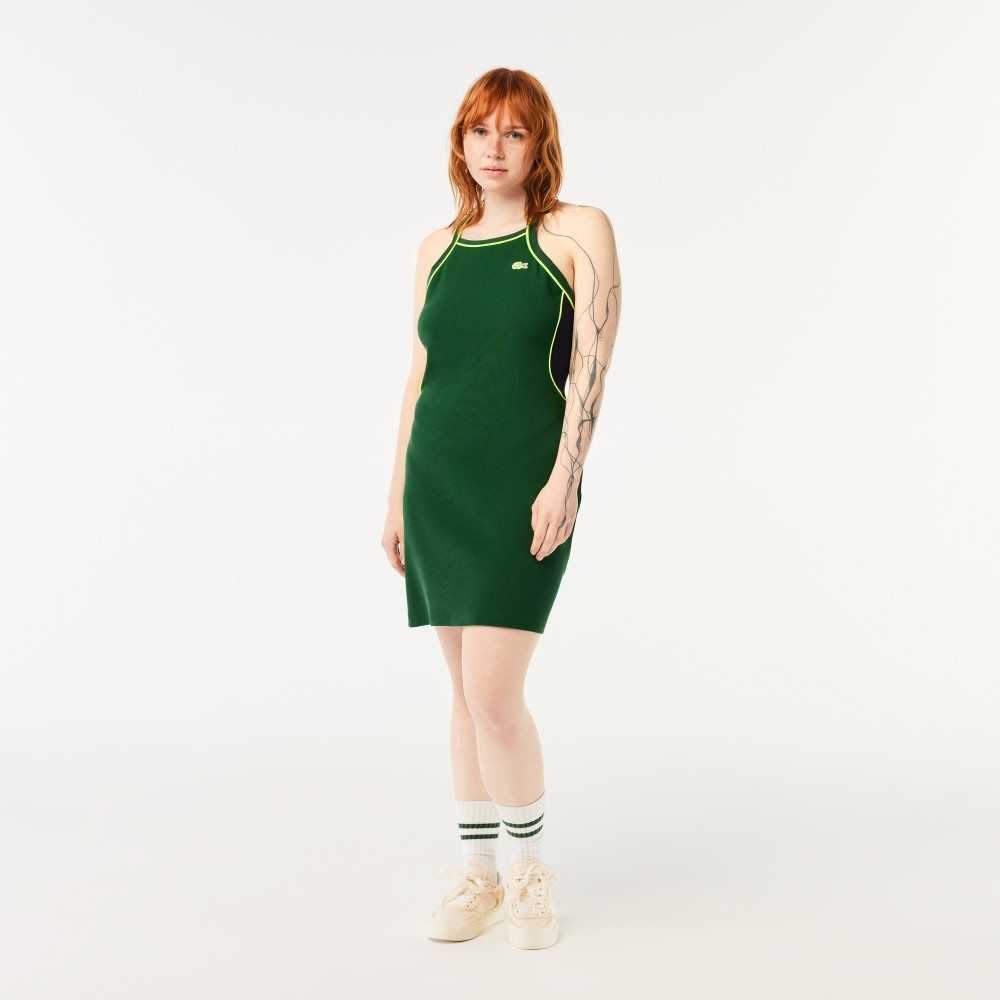 Green Lacoste Organic Cotton French Made Tennis Dress | LJSROH-821