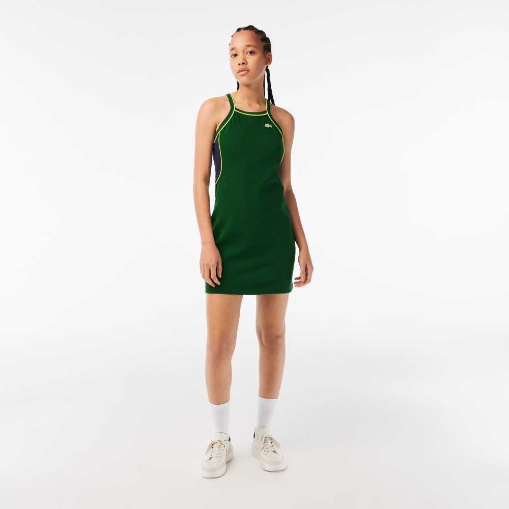 Green Lacoste Organic Cotton French Made Tennis Dress | LJSROH-821