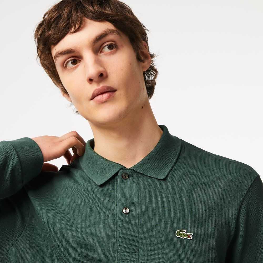 Green Lacoste Original L.12.12 Long Sleeve Cotton Polo | WPNSUY-017