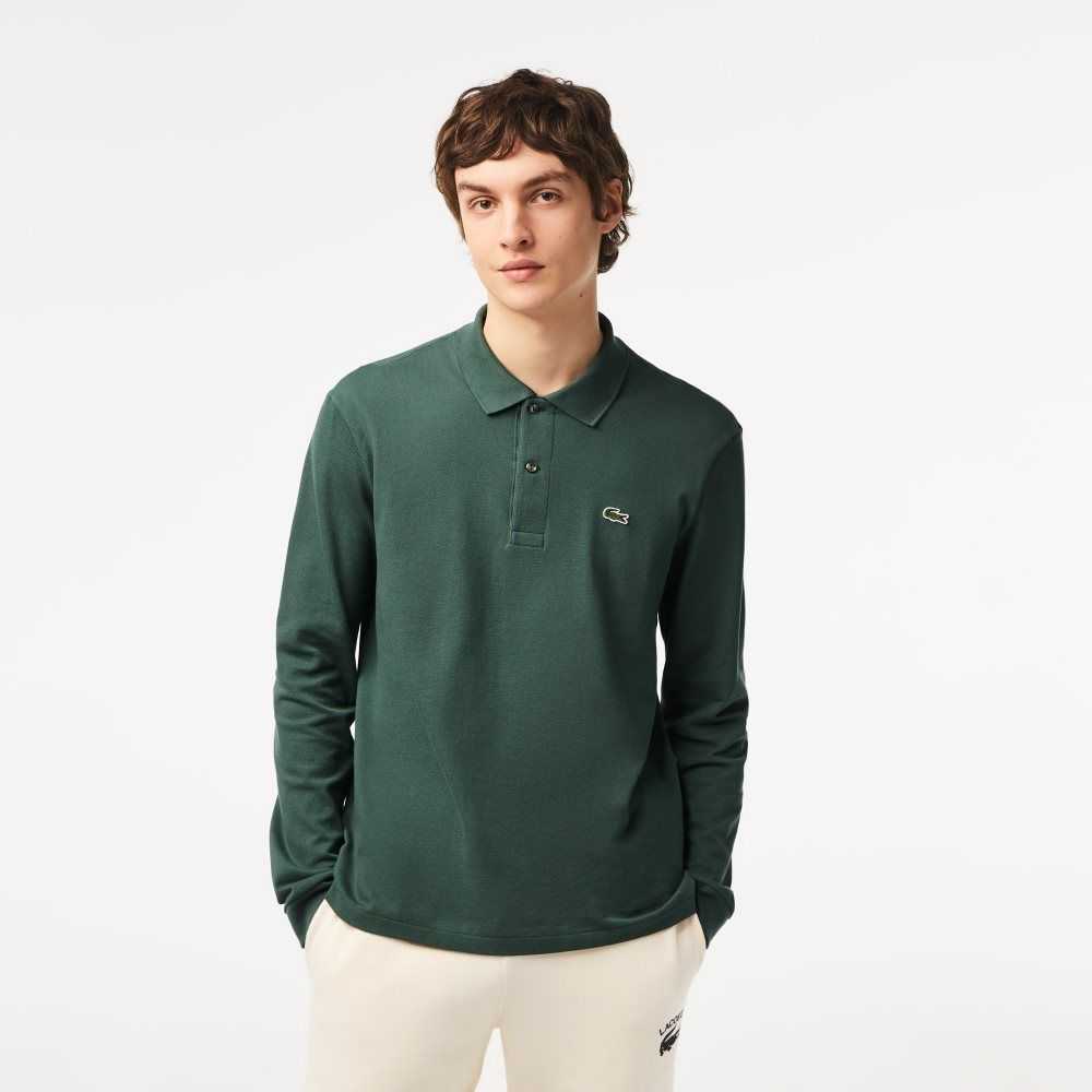 Green Lacoste Original L.12.12 Long Sleeve Cotton Polo | WPNSUY-017