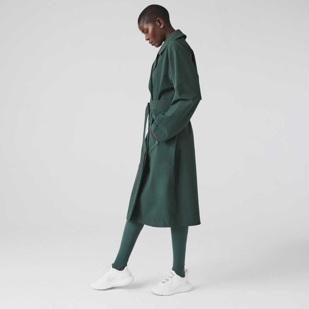 Green Lacoste Oversized Trench Coat | RFDNZA-754