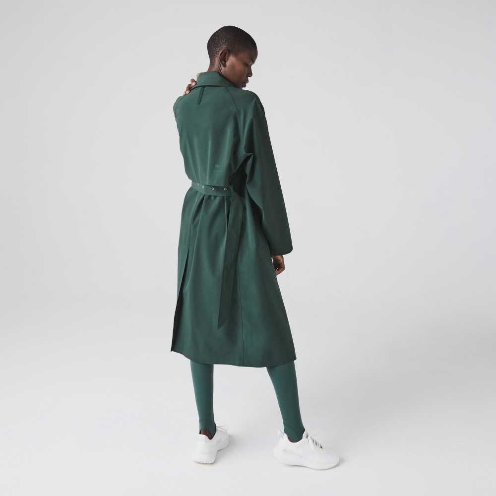 Green Lacoste Oversized Trench Coat | RFDNZA-754