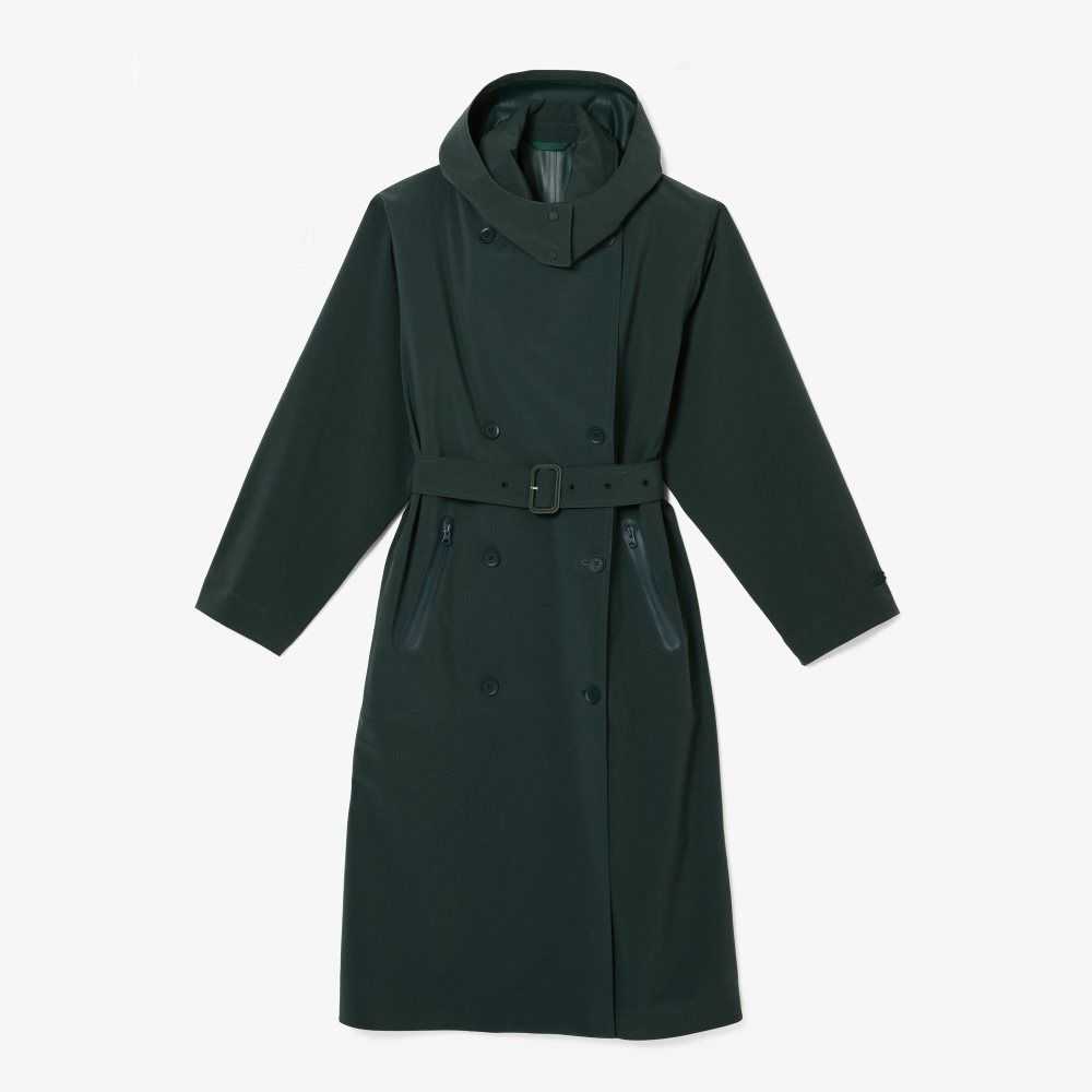 Green Lacoste Oversized Trench Coat | RFDNZA-754