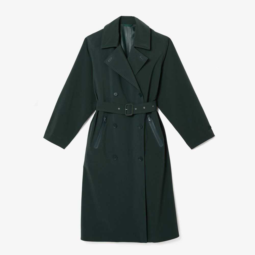 Green Lacoste Oversized Trench Coat | RFDNZA-754