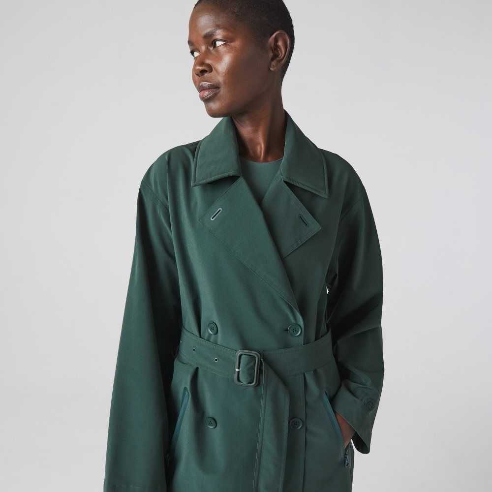 Green Lacoste Oversized Trench Coat | RFDNZA-754