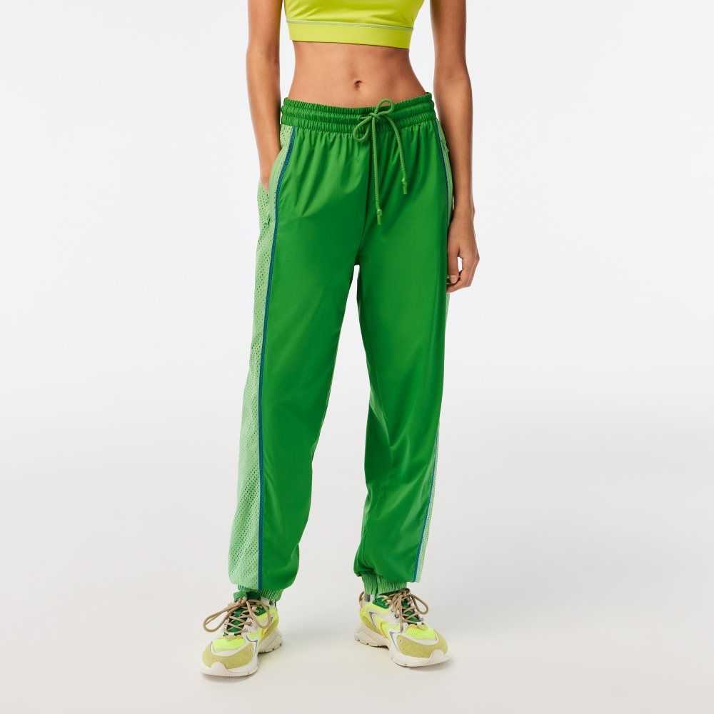 Green Lacoste Perforated Effect Track Pants | SXARYT-581