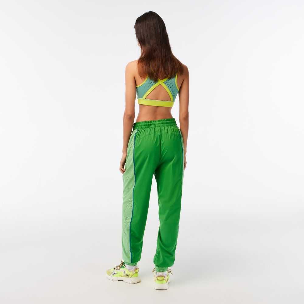 Green Lacoste Perforated Effect Track Pants | SXARYT-581