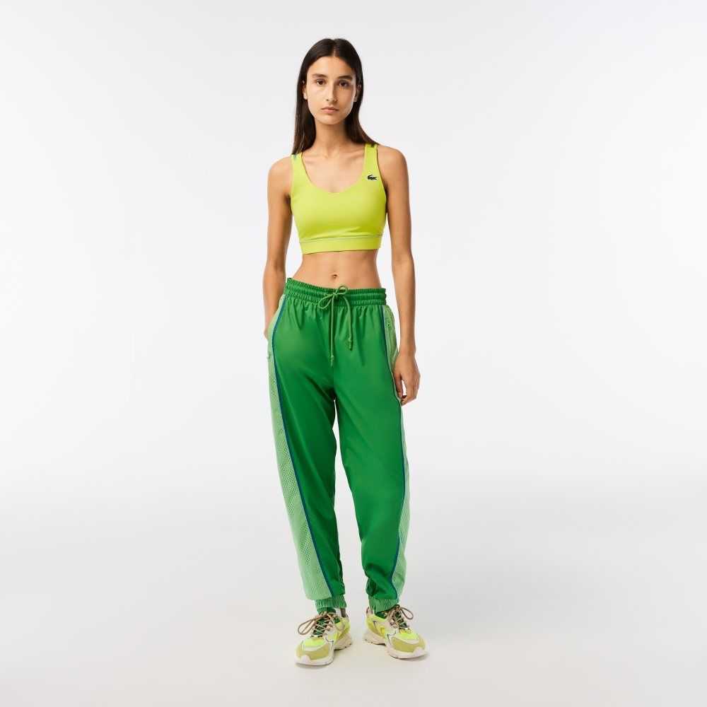 Green Lacoste Perforated Effect Track Pants | SXARYT-581