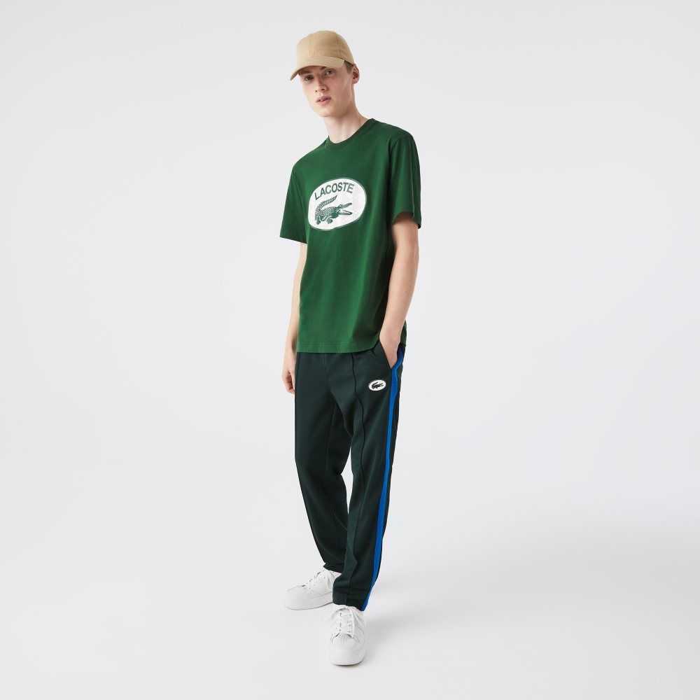 Green Lacoste Regular Fit Branded Monogram Print T-Shirt | XYOLHV-975