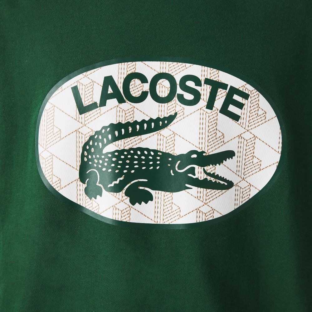 Green Lacoste Regular Fit Branded Monogram Print T-Shirt | XYOLHV-975