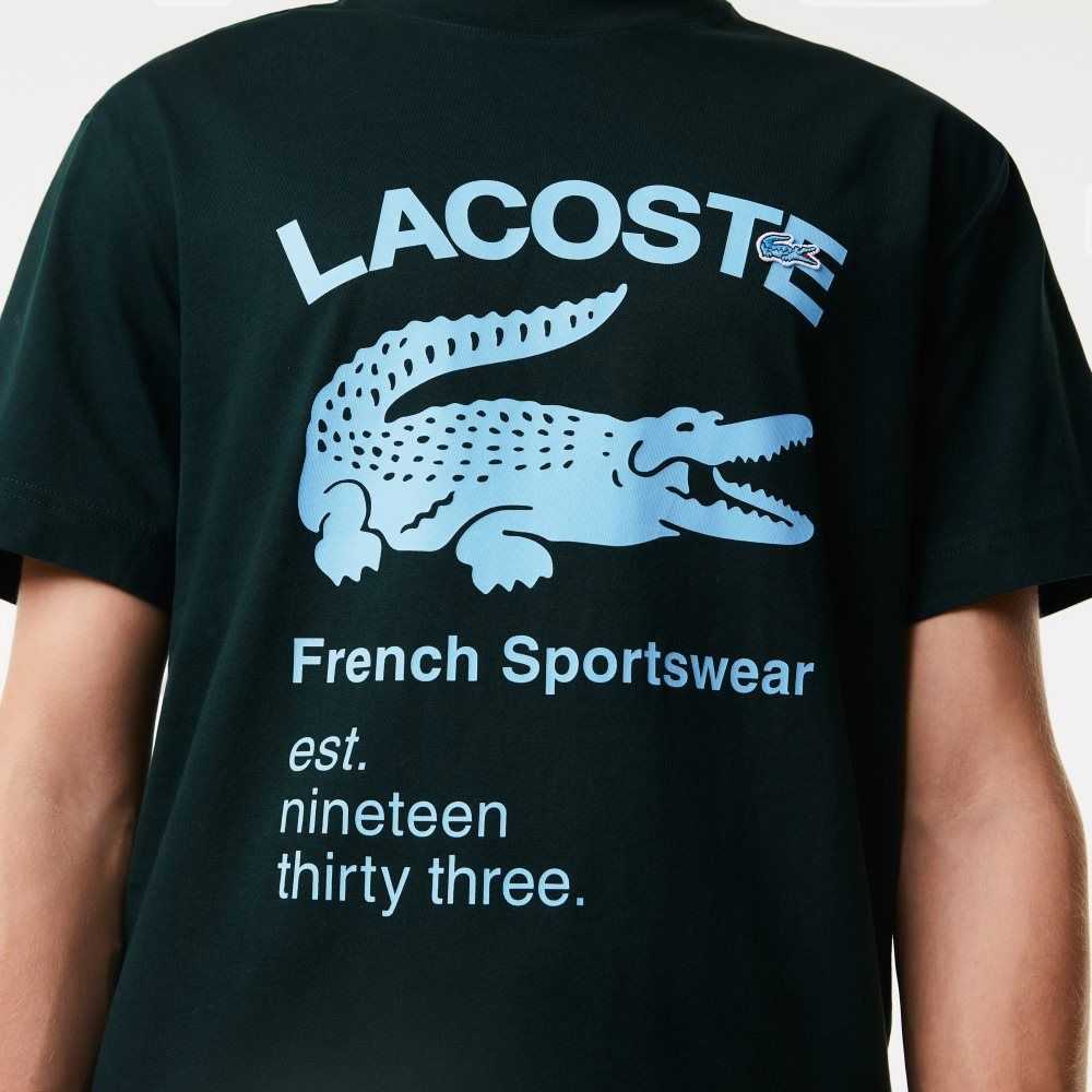 Green Lacoste Relaxed Fit Crocodile T-Shirt | OHTJYD-286