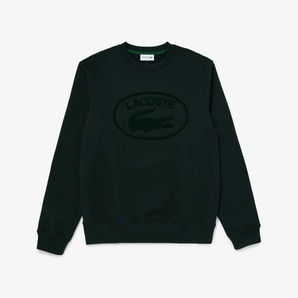 Green Lacoste Relaxed Fit Organic Cotton Sweatshirt | QHNBTJ-159