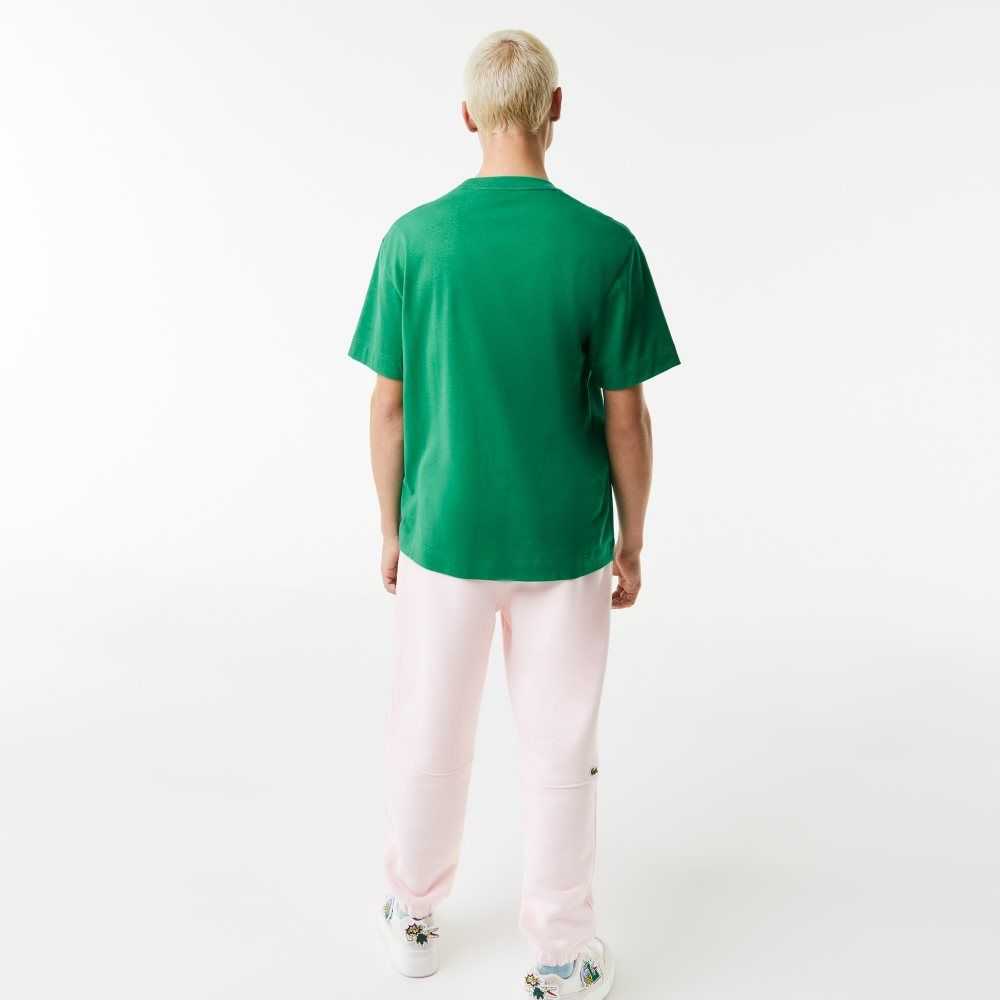 Green Lacoste Relaxed Fit Oversized Crocodile T-Shirt | KJTFVO-183