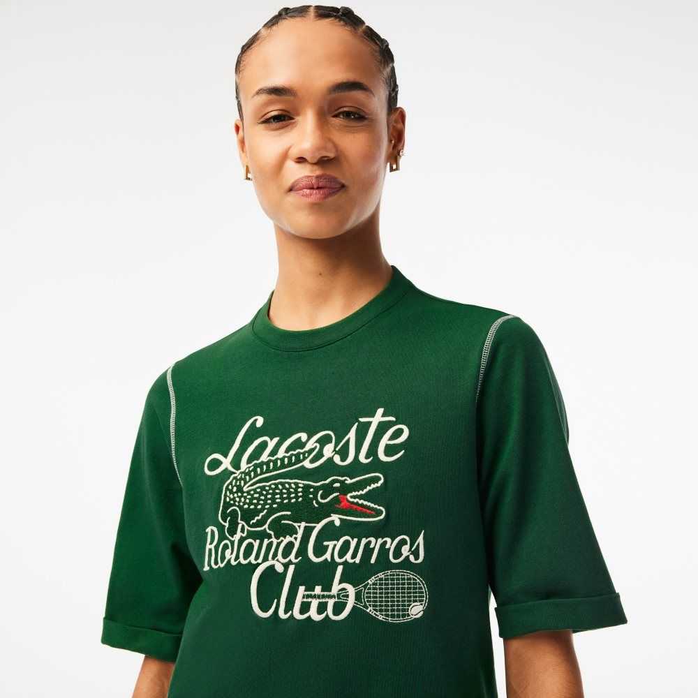 Green Lacoste SPORT Roland Garros Edition Heavy Jersey T-Shirt | GSNURF-648