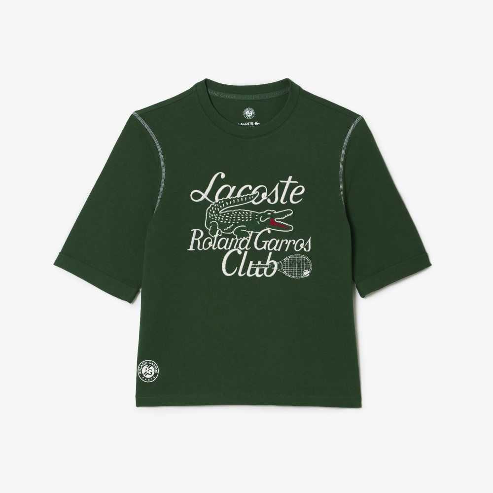 Green Lacoste SPORT Roland Garros Edition Heavy Jersey T-Shirt | GSNURF-648