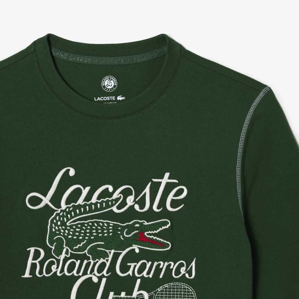 Green Lacoste SPORT Roland Garros Edition Heavy Jersey T-Shirt | GSNURF-648