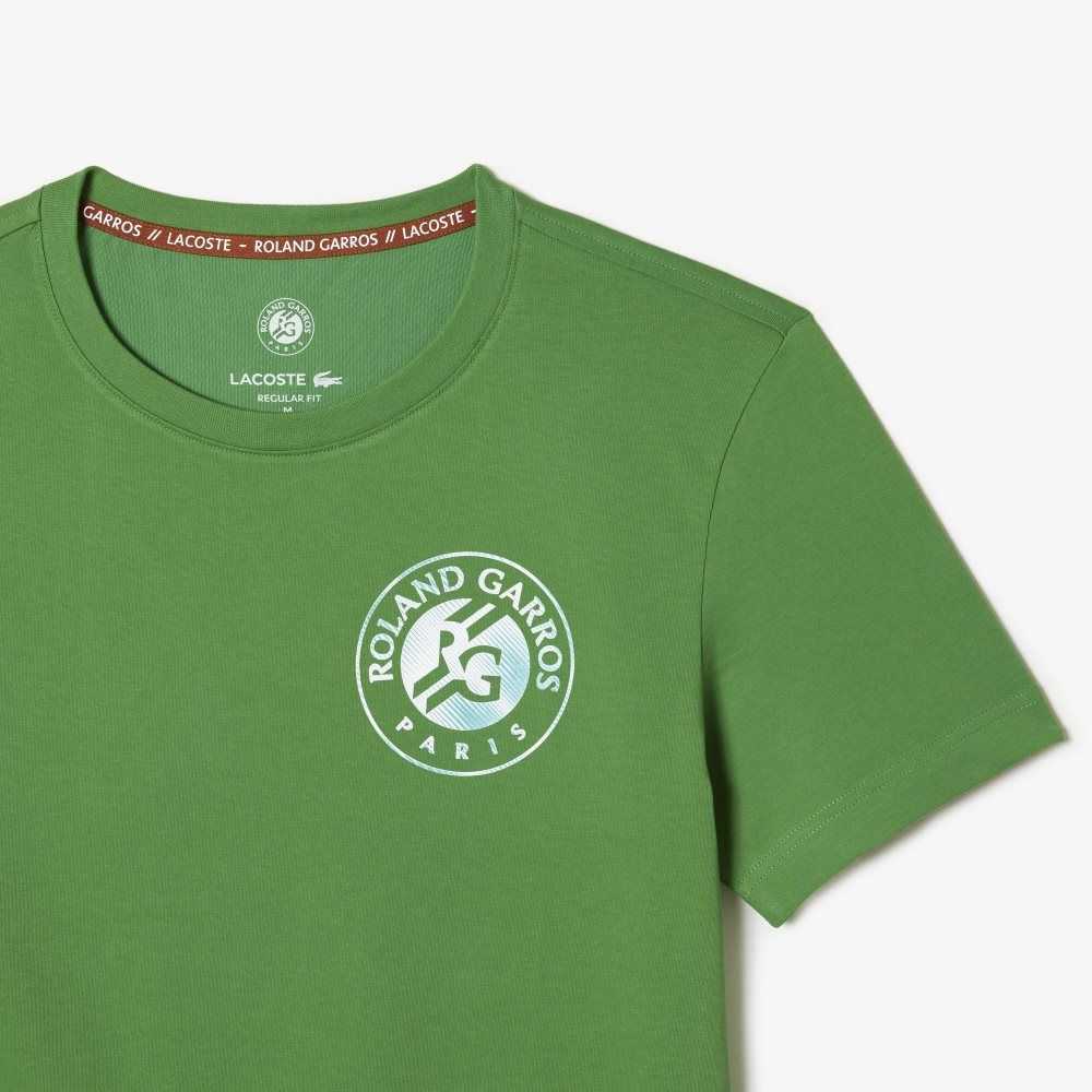 Green Lacoste SPORT Roland Garros Edition Logo T-Shirt | NKWCBM-017