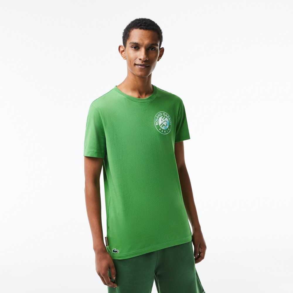 Green Lacoste SPORT Roland Garros Edition Logo T-Shirt | NKWCBM-017