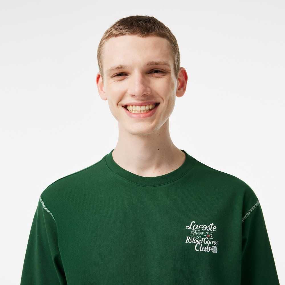 Green Lacoste SPORT Roland Garros Edition Chunky Jersey T-Shirt | UYDCAN-138