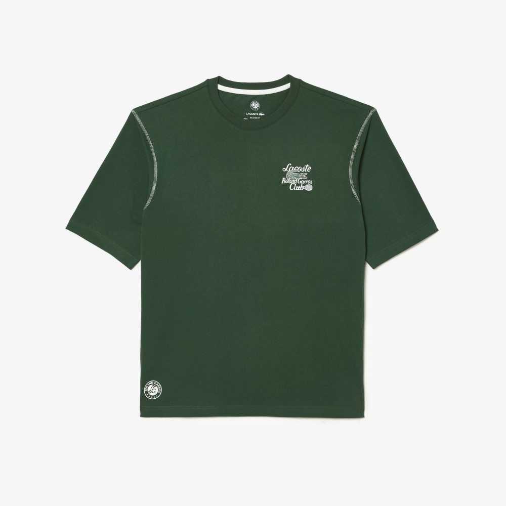 Green Lacoste SPORT Roland Garros Edition Chunky Jersey T-Shirt | UYDCAN-138