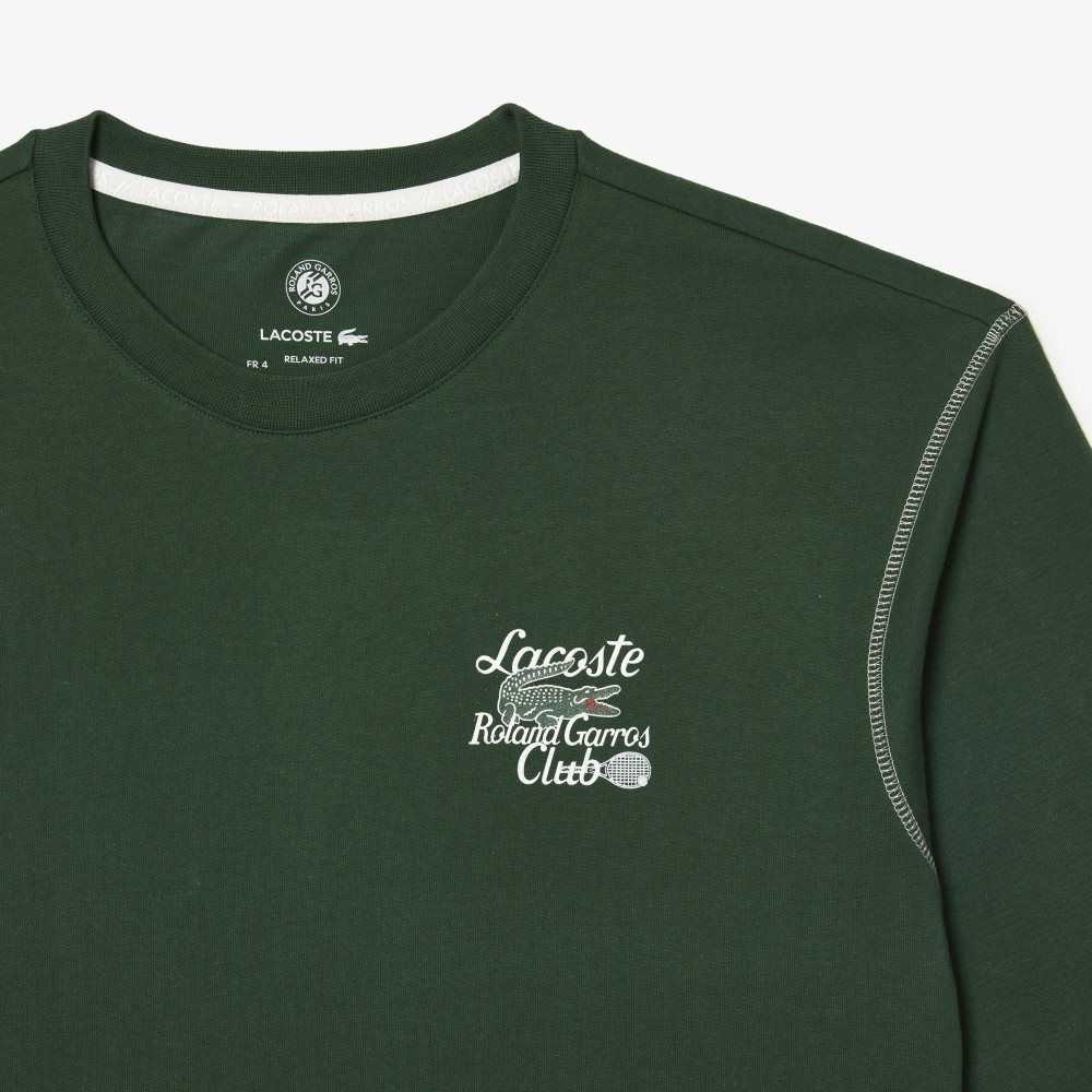 Green Lacoste SPORT Roland Garros Edition Chunky Jersey T-Shirt | UYDCAN-138