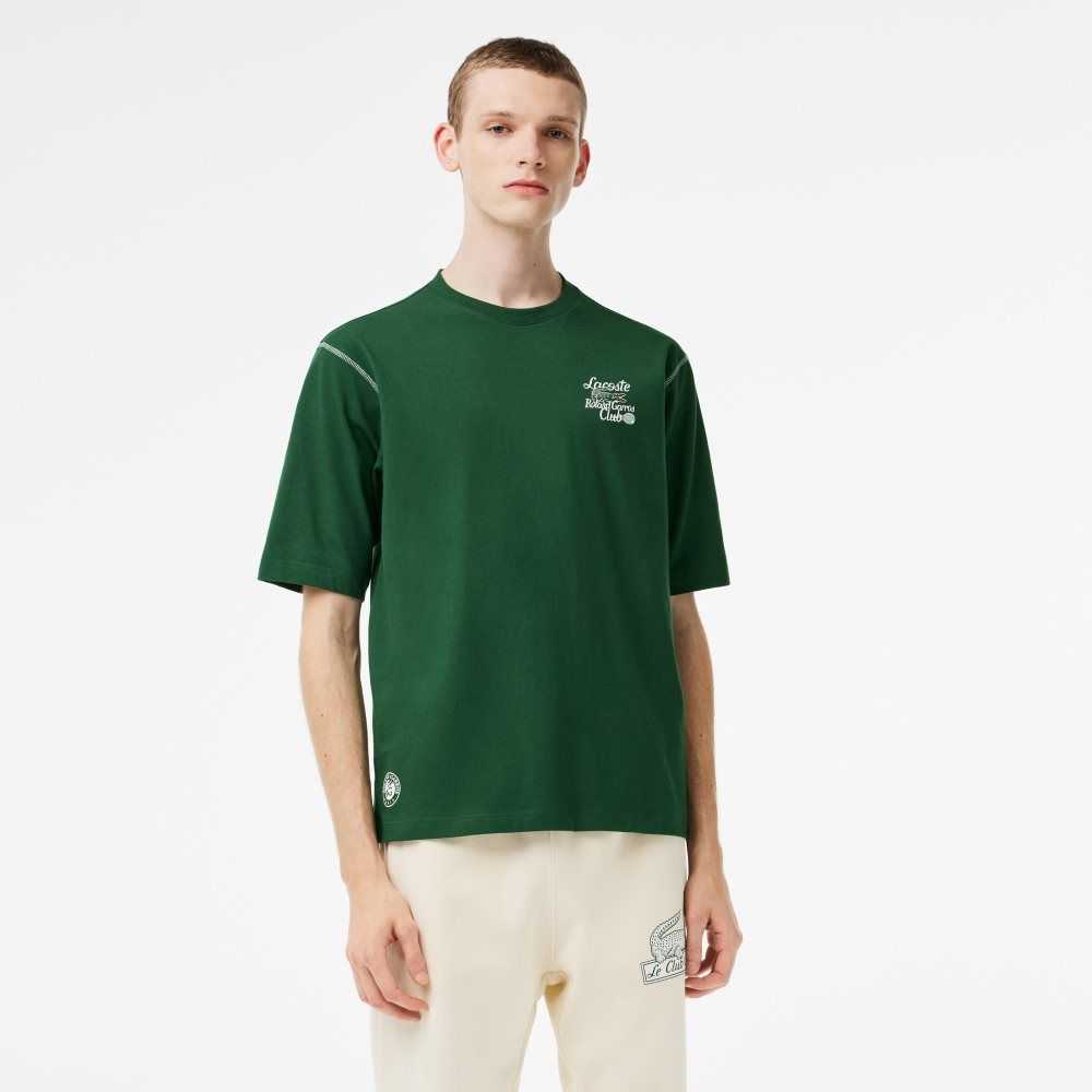 Green Lacoste SPORT Roland Garros Edition Chunky Jersey T-Shirt | UYDCAN-138