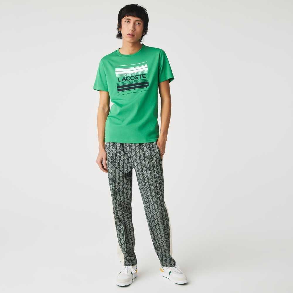 Green Lacoste SPORT Stylized Logo Print Organic Cotton T-Shirt | CGTDJX-806