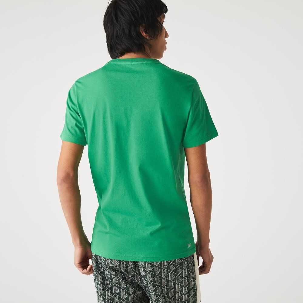 Green Lacoste SPORT Stylized Logo Print Organic Cotton T-Shirt | CGTDJX-806