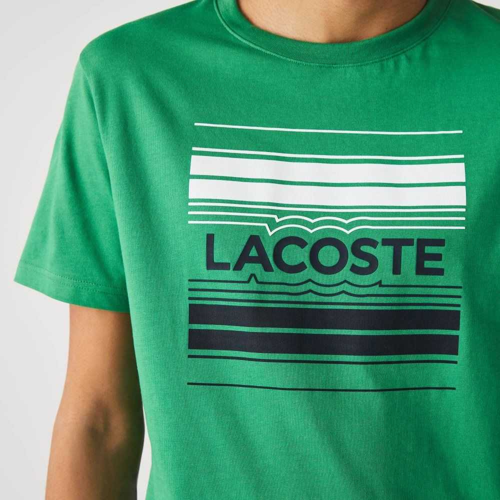 Green Lacoste SPORT Stylized Logo Print Organic Cotton T-Shirt | CGTDJX-806