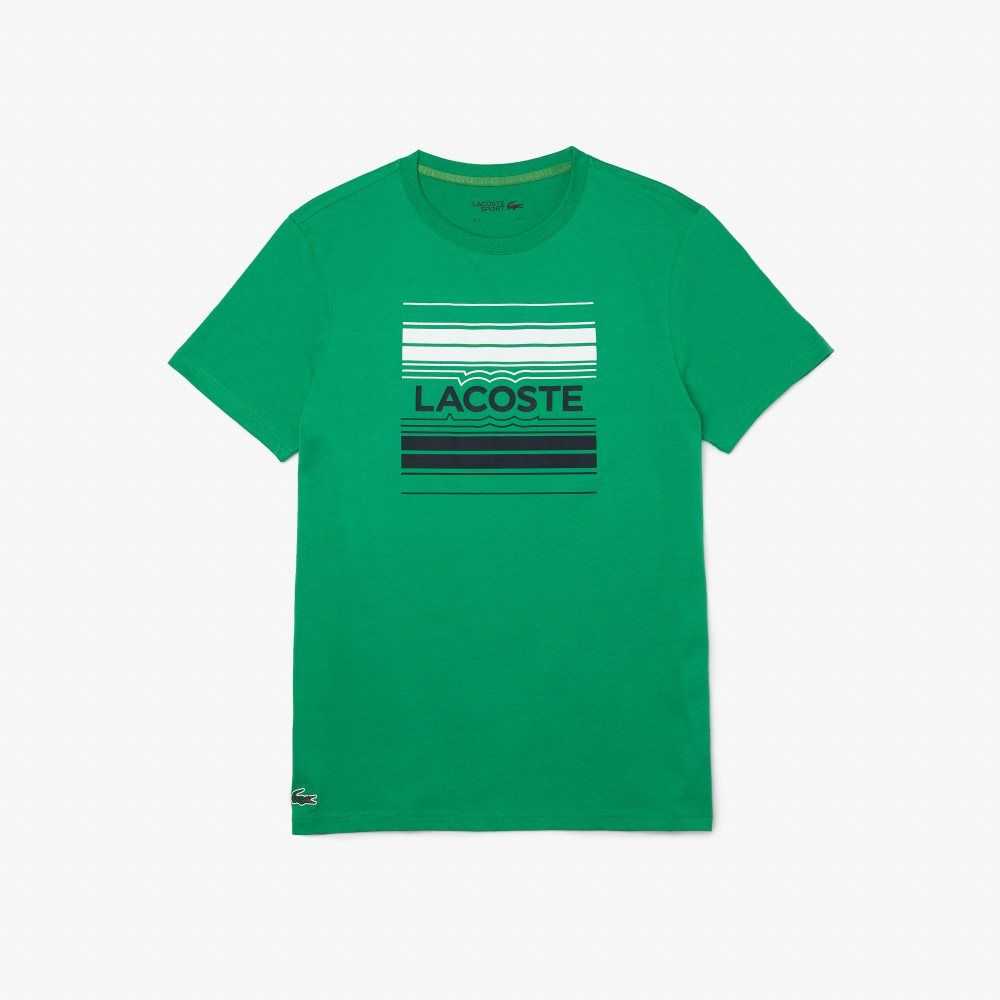 Green Lacoste SPORT Stylized Logo Print Organic Cotton T-Shirt | CGTDJX-806