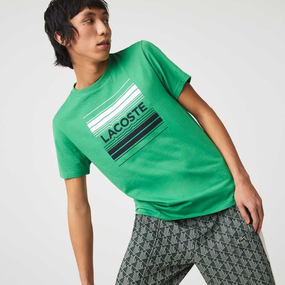 Green Lacoste SPORT Stylized Logo Print Organic Cotton T-Shirt | CGTDJX-806