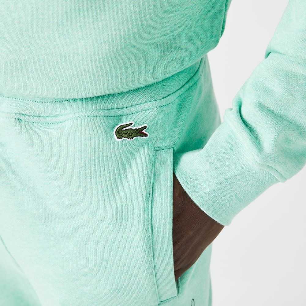 Green Lacoste Signature And Crocodile Print Cotton Fleece Jogging Pants | QHNXES-416